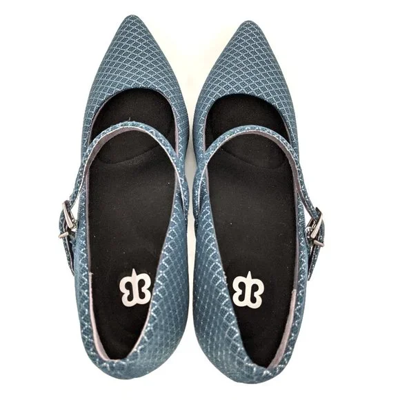 Betabrand Blue Patterned Mary Jane Pumps Size 7.5 - Picture 5 of 11